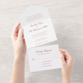 Invitación Todo En Uno Boda Formal Elegante de Terracota Tradicional