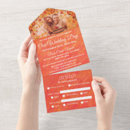 Invitación Todo En Uno Boda-Foto Estilo De Otoño Vibes-Caída-