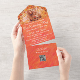 Invitación Todo En Uno Boda-Foto Estilo De Otoño Vibes-Caída-