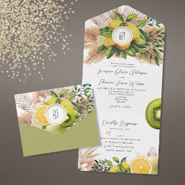 Invitación Todo En Uno Boda Foto Verde Cítrico