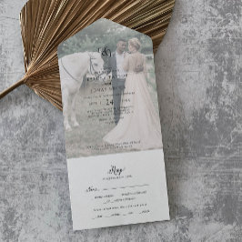 Invitación Todo En Uno Boda fotográfico con guiones de época