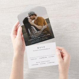 Invitación Todo En Uno Boda fotográfico de escritura simple de tipografía