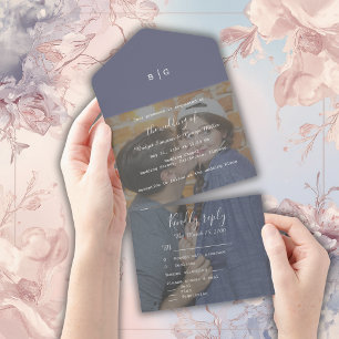 Invitación Todo En Uno boda fotográfico de lilac morado