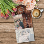 Invitación Todo En Uno Boda fotográfico de monograma rústico de granero d<br><div class="desc">Elegante monogramado acuarela botánica invitación a boda y tarjeta RSVP en uno. Para la primavera,  el verano,  el otoño o la boda de invierno. Puede agregar fácilmente su propia foto para personalizarla y agregar su propio texto.</div>