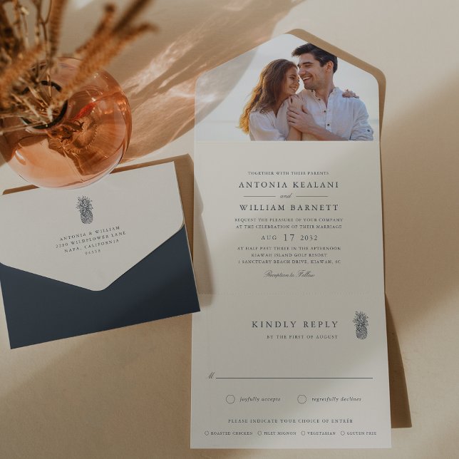 Invitación Todo En Uno Boda fotográfico de piña de la vieja isla (Subido por el creador)