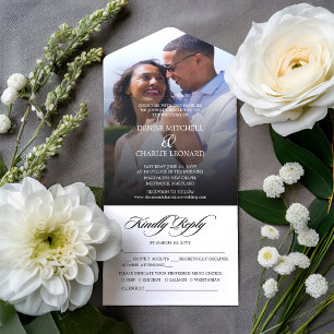 Invitación Todo En Uno Boda fotográfico de Romance radiante