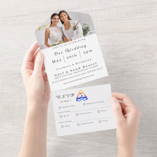 Invitación Todo En Uno Boda fotográfico-LGBTQ-Twin Flame- (desgarro)