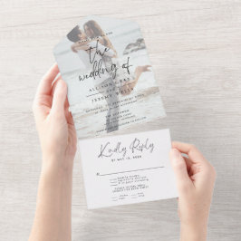Invitación Todo En Uno Boda fotográfico moderno todo en una sola invitaci