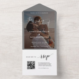 Invitación Todo En Uno Boda fotográfico QR Code Airy Greenery