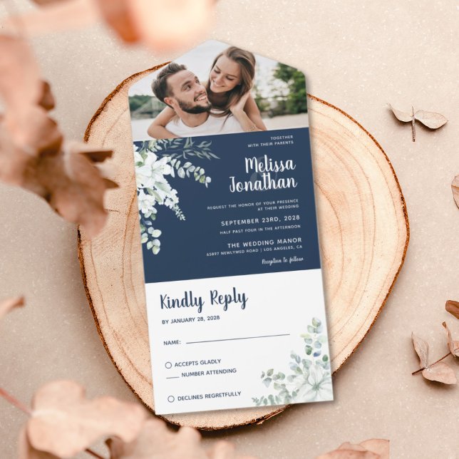 Invitación Todo En Uno Boda fotográfico romántico blanco y dulce (Subido por el creador)