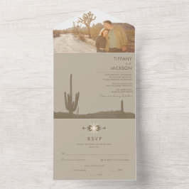 Invitación Todo En Uno Boda fotográfico simple de Cactus del Sudoeste