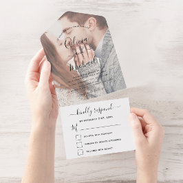 Invitación Todo En Uno Boda fotográfico transparente simple moderno