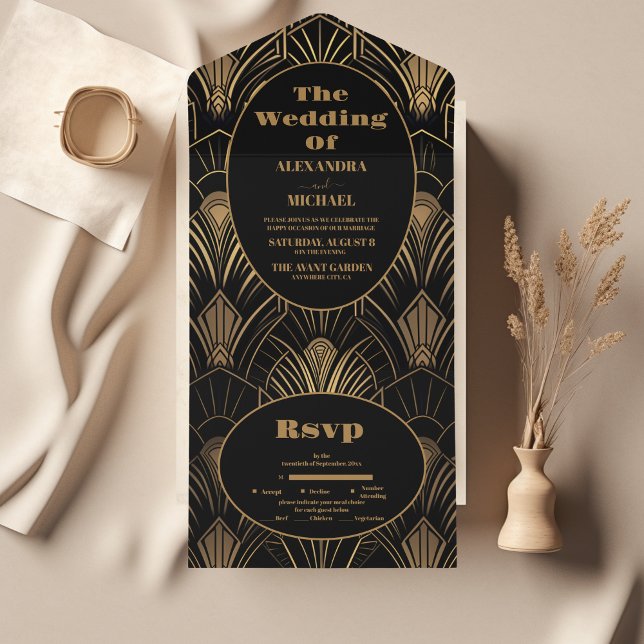 Invitación Todo En Uno Boda geométrico Art Deco (Subido por el creador)