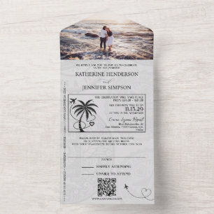 Invitación Todo En Uno Boda Gold Mexico Passport