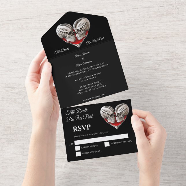 Invitación Todo En Uno Boda gótico de Halloween (desgarro)