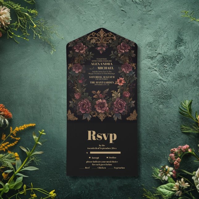 Invitación Todo En Uno Boda gótico floral de Royal Victorian (Subido por el creador)