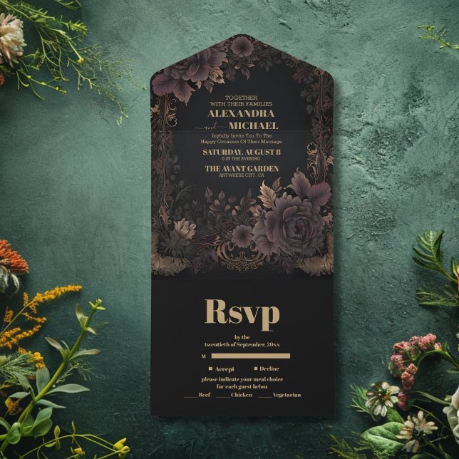 Invitación Todo En Uno Boda Gótico Real de Victoria (Subido por el creador)