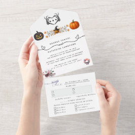 Invitación Todo En Uno Boda Gótico Romántico Skeleton Hand Halloween