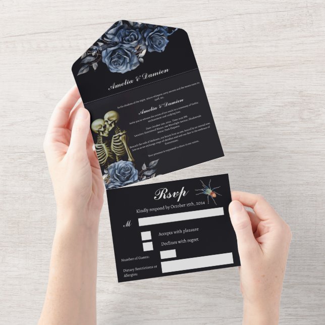 Invitación Todo En Uno Boda gótico único (desgarro)