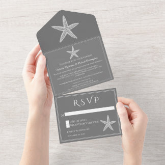 Invitación Todo En Uno Boda Gray Starfish