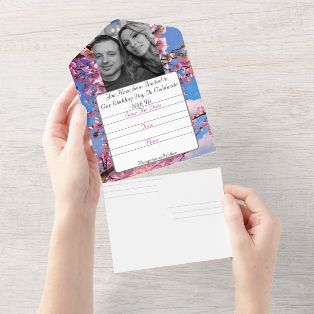 Invitación Todo En Uno Boda Guardar La Fecha RVSP (desgarro)