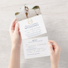 Boda hojas de oval dorado blanco azul monograma fo