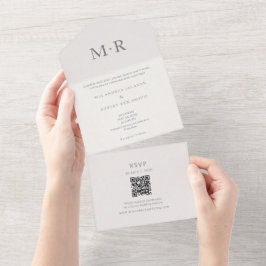 Invitación Todo En Uno Boda Íntima Minimalista Moderna