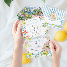 Invitación Todo En Uno Boda italiano de la costa de Amalfi