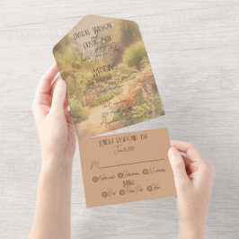 Invitación Todo En Uno Boda Jardín Rústico