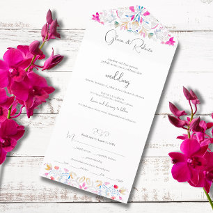 Invitación Todo En Uno Boda mexicano simple Boho Flowers