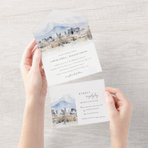 Invitación Todo En Uno Boda minimalista al aguarela en Salt Lake City Uta