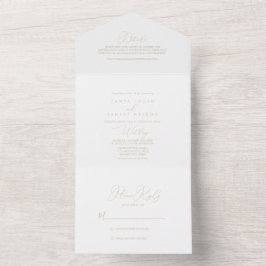 Invitación Todo En Uno Boda Minimalista de Moda con clase Gold