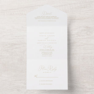 Invitación Todo En Uno Boda Minimalista de Moda con clase Gold