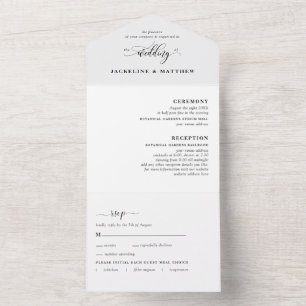Invitación Todo En Uno Boda Minimalista moderno con RSVP Perforado