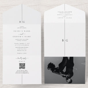 Invitación Todo En Uno Boda minimalista moderno de fotografía en línea en