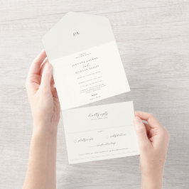 Invitación Todo En Uno Boda minimalista Moss Green