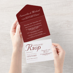 Invitación Todo En Uno Boda Minimalista y Elegante de un Solo Elemento en