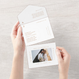 Invitación Todo En Uno Boda mínimo de monograma foto de terracota