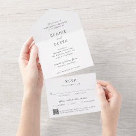 Invitación Todo En Uno Boda moderna con código QR simple
