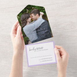 Invitación Todo En Uno Boda Moderna Foto Lila Chic
