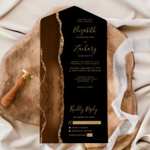 Boda Moderna Mocha Marrón Oro Ágata Negra