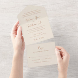 Invitación Todo En Uno Boda moderna neutra y elegante