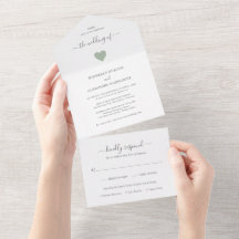 Boda moderna simple de corazón lindo en verde salv