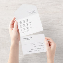 Invitación Todo En Uno Boda moderno blanco y negro limpio