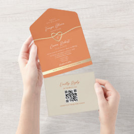 Invitación Todo En Uno Boda moderno colorido de código QR