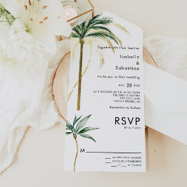 Invitación Todo En Uno Boda moderno de destino de árbol de palmas