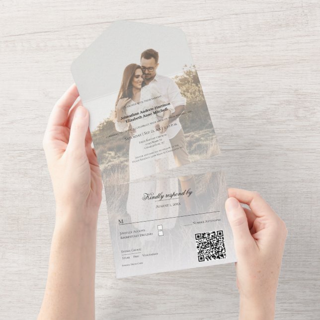 Invitación Todo En Uno Boda moderno de fotografía y superposición (desgarro)