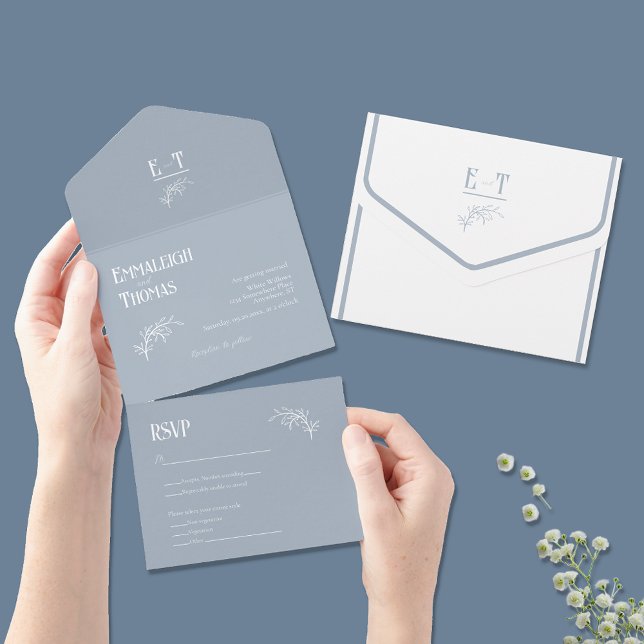 Invitación Todo En Uno Boda moderno simple de cielo azul sobredimensionad (Subido por el creador)