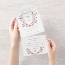 Boda Monograma de color de flores silvestres rosad