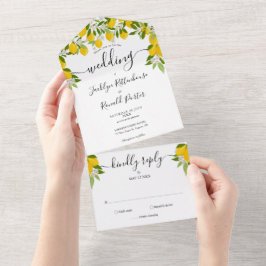 Invitación Todo En Uno Boda Monograma del guión de la vegetación de los l
